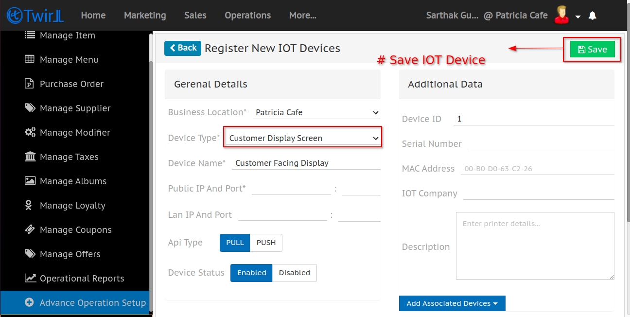Enter The details and Save
