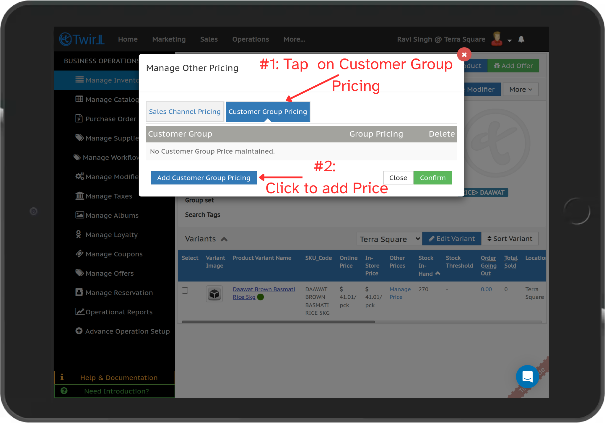 Tap on Add Customer Group Price