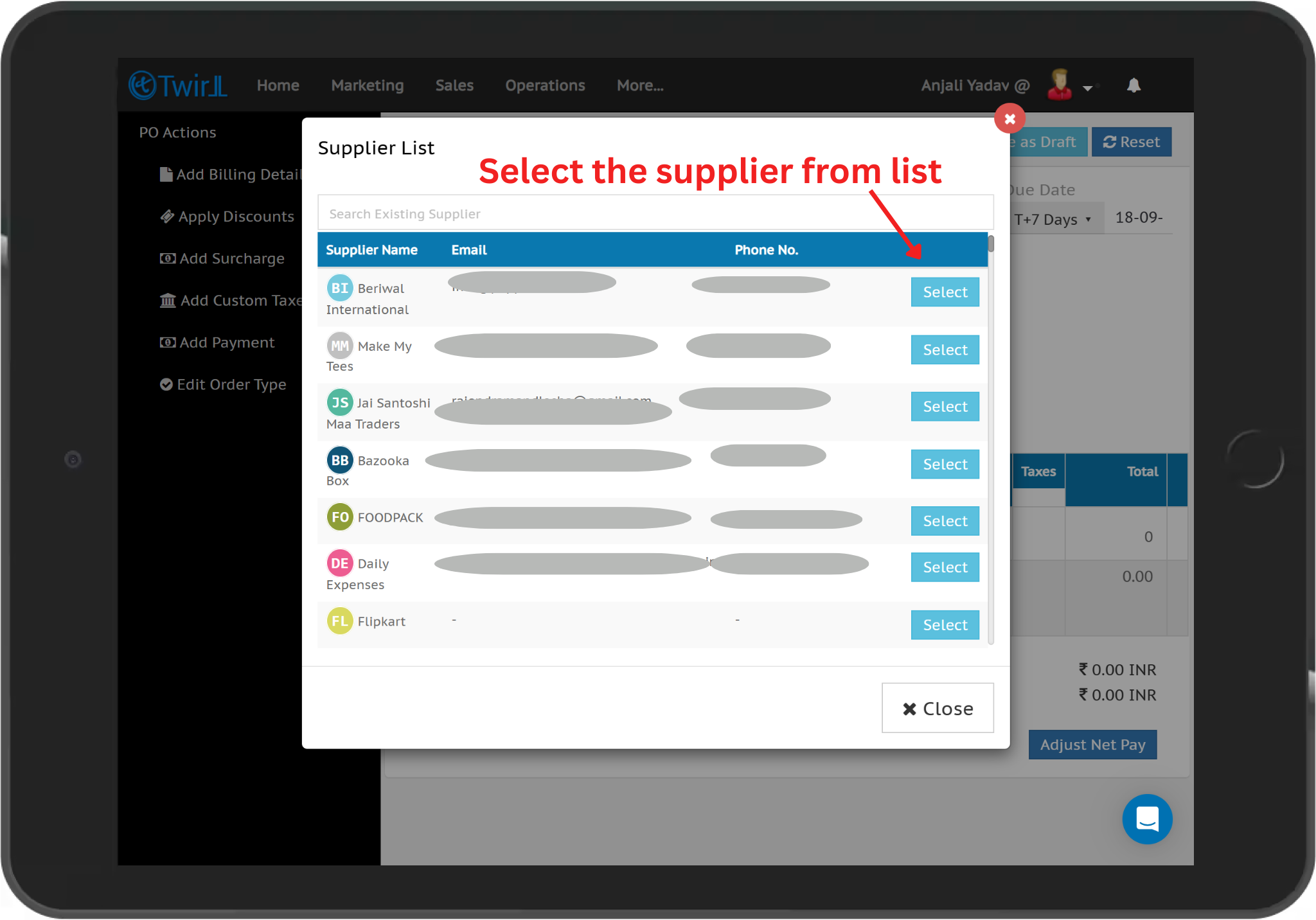 How to create Purchase order - Twirll