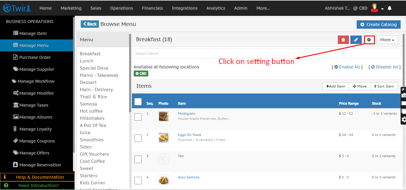 Open Catalog Settings