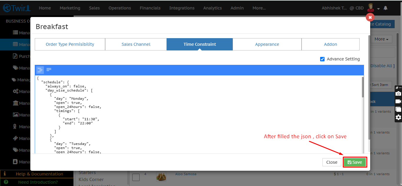 Paste JSON and Save