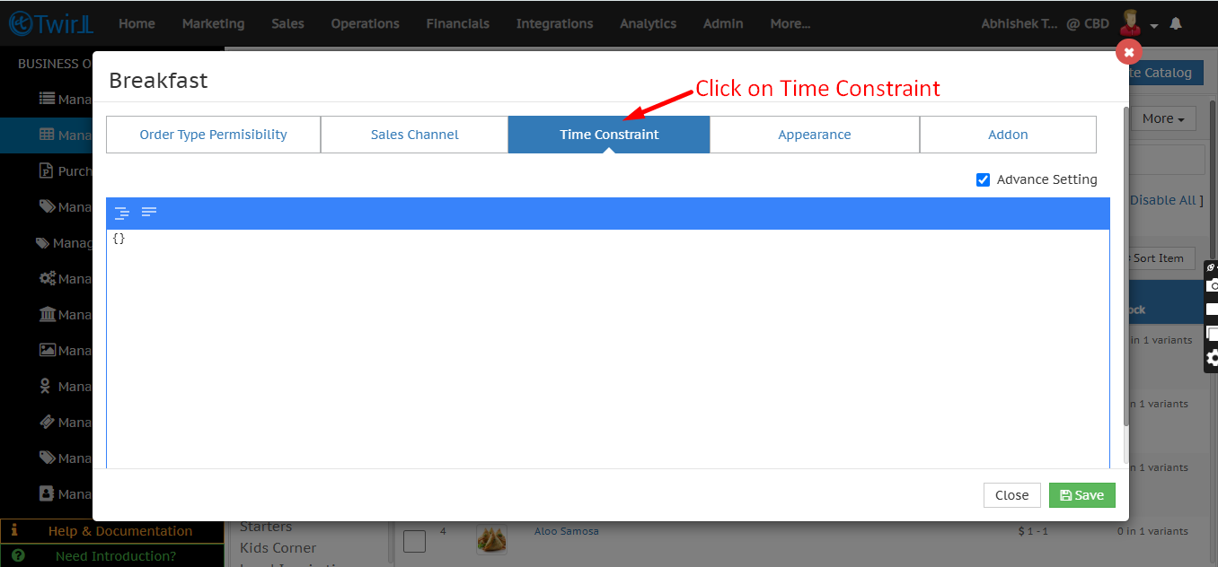 Select Time Constraint option